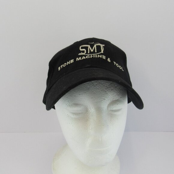SMT Stone Machine & Tool Embroidered Logo Men's Black Adj Strap Back Cap Hat - Picture 2 of 8